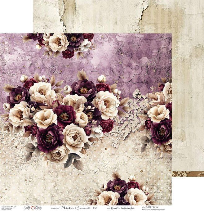 6 feuilles, 30x30cm, collection : Plum & Caramel - Craft O Clock, 250g