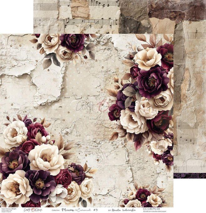 6 feuilles, 30x30cm, collection : Plum & Caramel - Craft O Clock, 250g