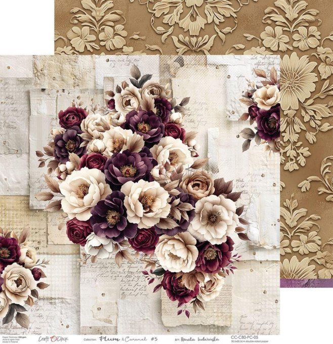 6 feuilles, 30x30cm, collection : Plum & Caramel - Craft O Clock, 250g