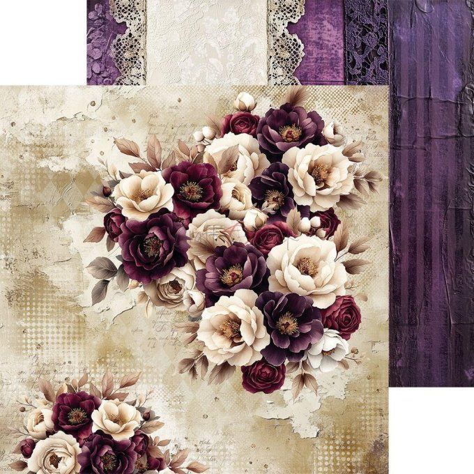 24 feuilles, 20x20cm, collection : Plum & Caramel - Craft O Clock, 250g