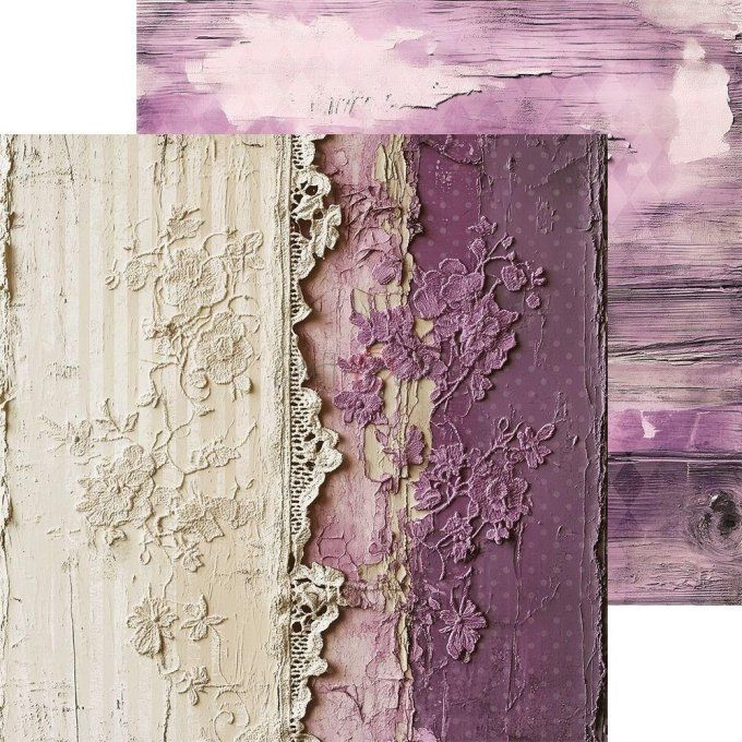 24 feuilles, 20x20cm, collection : Plum & Caramel - Craft O Clock, 250g - Basic paper