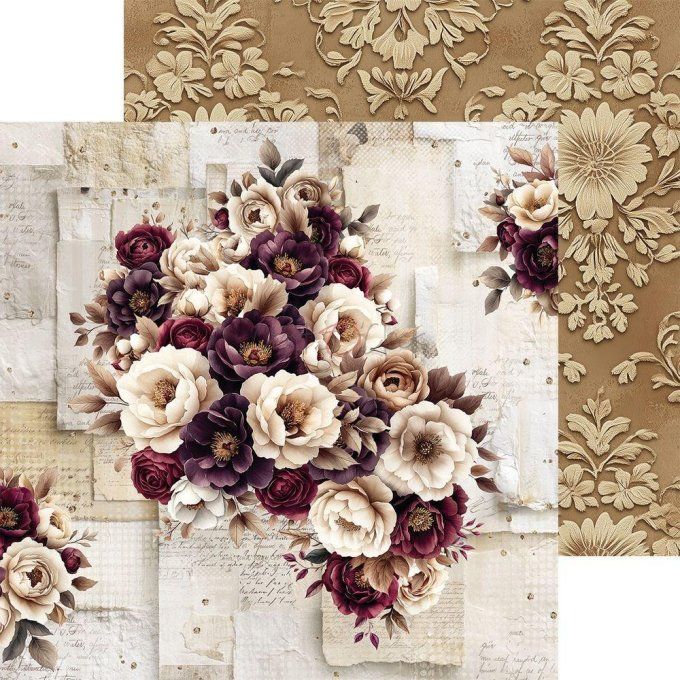 24 feuilles, 15x15cm, collection : Plum & Caramel - Craft O Clock, 250g