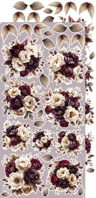 Ensemble de 18 feuilles, 15x30cm, collection : Plum & Caramel, Craft O Clock, 250g