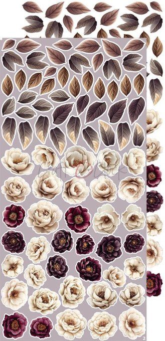Ensemble de 18 feuilles, 15x30cm, collection : Plum & Caramel, Craft O Clock, 250g - Mix
