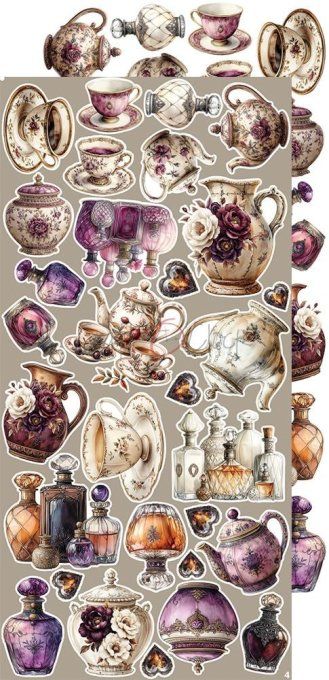 Ensemble de 18 feuilles, 15x30cm, collection : Plum & Caramel, Craft O Clock, 250g - Mix