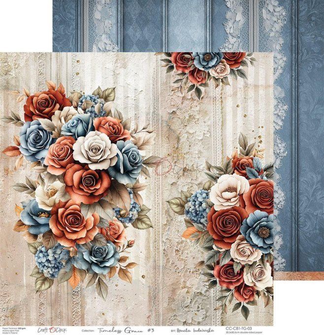 6 feuilles, 30x30cm, collection : Timeless Grace - Craft O Clock, 250g