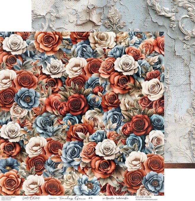 6 feuilles, 30x30cm, collection : Timeless Grace - Craft O Clock, 250g