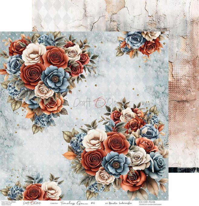 6 feuilles, 30x30cm, collection : Timeless Grace - Craft O Clock, 250g