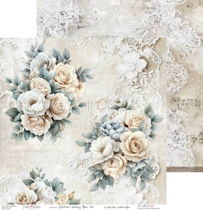 6 feuilles, 30x30cm, collection : Lifetime Loving You - Craft O Clock, 250g