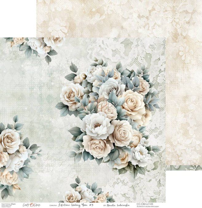 6 feuilles, 30x30cm, collection : Lifetime Loving You - Craft O Clock, 250g