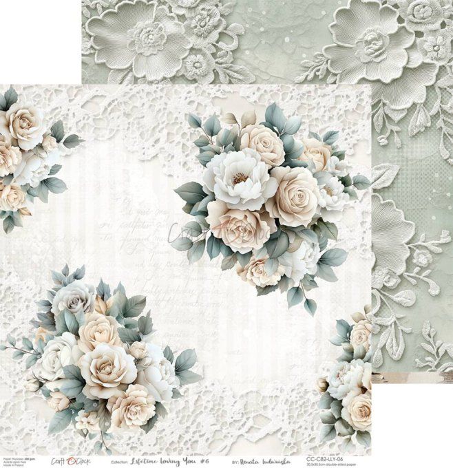 6 feuilles, 30x30cm, collection : Lifetime Loving You - Craft O Clock, 250g