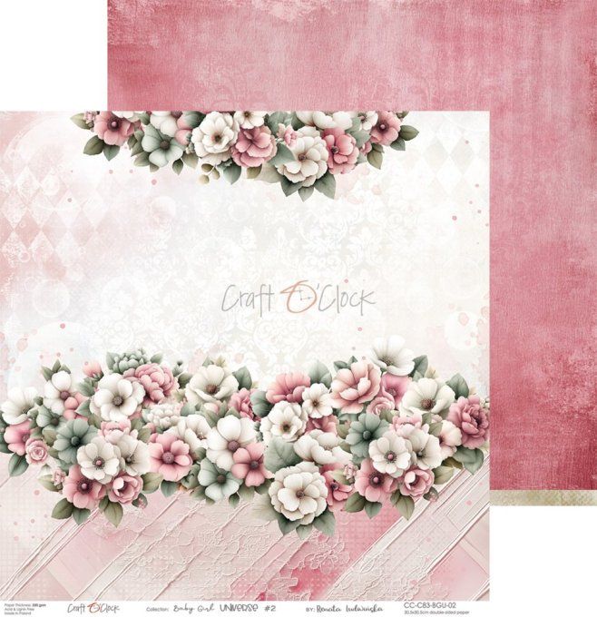 6 feuilles, 30x30cm, collection : Baby Girl universe - Craft O Clock, 250g 