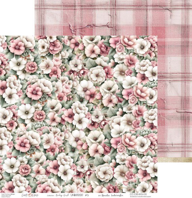 6 feuilles, 30x30cm, collection : Baby Girl universe - Craft O Clock, 250g 