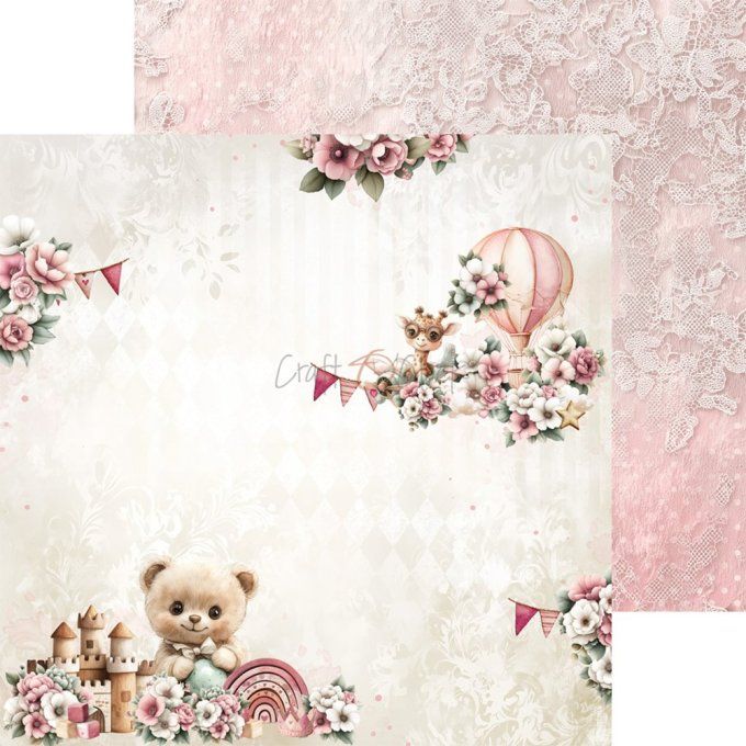 24 feuilles, 20x20cm, collection : Baby girl universe - Craft O Clock, 250g 