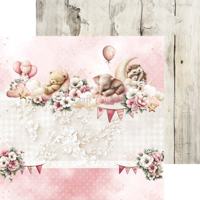 24 feuilles, 20x20cm, collection : Baby girl universe - Craft O Clock, 250g 