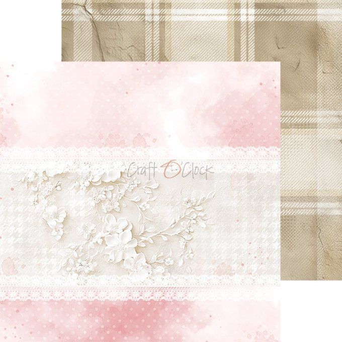 24 feuilles, 20x20cm, collection : Baby girl universe - Craft O Clock, 250g - Basic paper