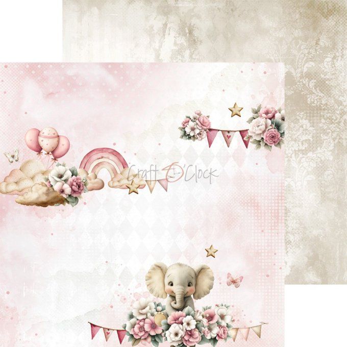 24 feuilles, 20x20cm, collection : Baby girl universe - Craft O Clock, 250g - Mix