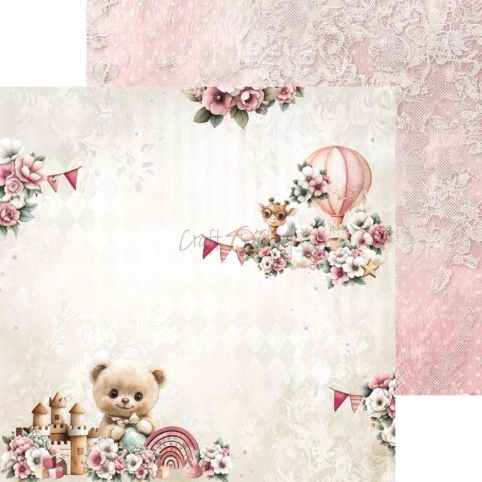 24 feuilles, 15x15cm, collection : Baby Girl Universe - Craft O Clock, 250g