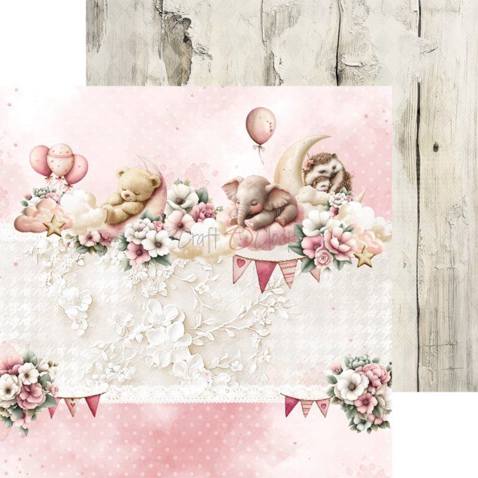 24 feuilles, 15x15cm, collection : Baby Girl Universe - Craft O Clock, 250g