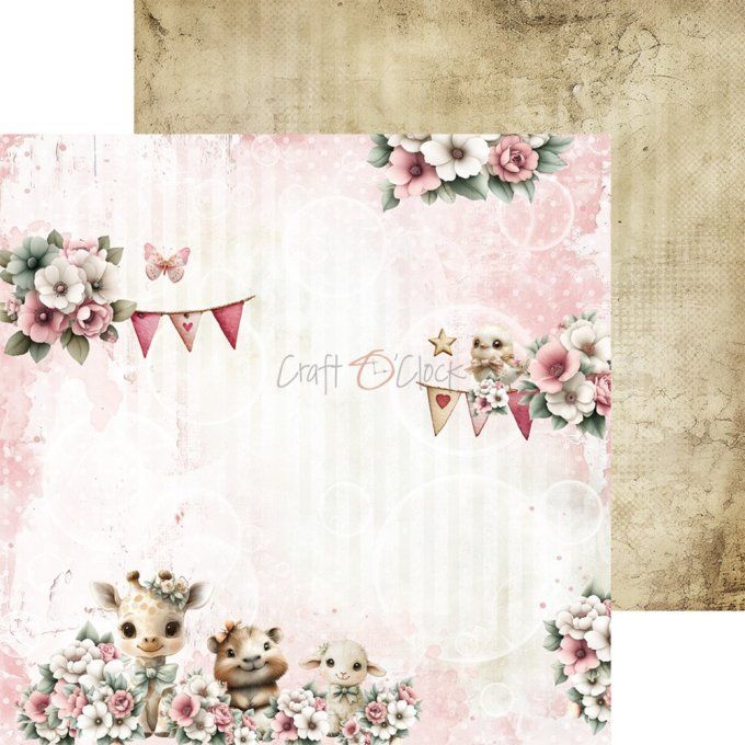 24 feuilles, 15x15cm, collection : Baby Girl Universe - Craft O Clock, 250g