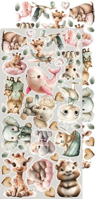 Ensemble de 18 feuilles, 15x30cm, collection : Baby girl universe, Craft O Clock, 250g  