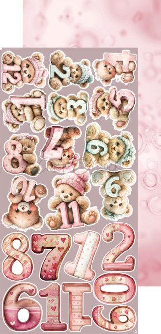 Ensemble de 18 feuilles, 15x30cm, collection : Baby girl universe, Craft O Clock, 250g 