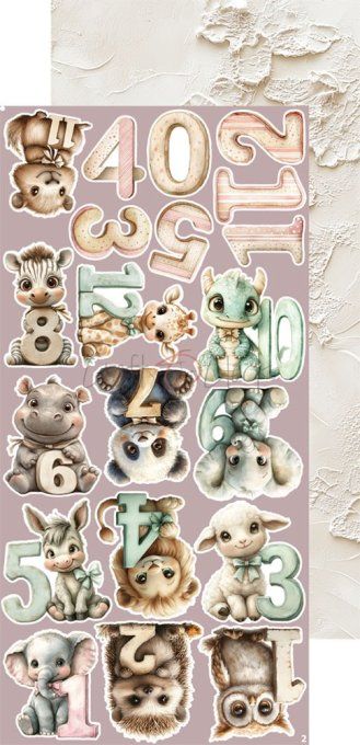 Ensemble de 18 feuilles, 15x30cm, collection : Baby girl universe, Craft O Clock, 250g 