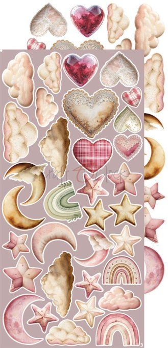 Ensemble de 18 feuilles, 15x30cm, collection : Baby girl universe, Craft O Clock, 250g 