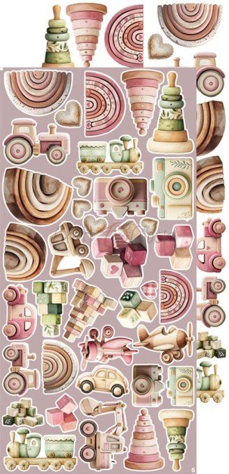 Ensemble de 18 feuilles, 15x30cm, collection : Baby girl universe, Craft O Clock, 250g 