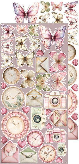 Ensemble de 18 feuilles, 15x30cm, collection : Baby girl universe, Craft O Clock, 250g 