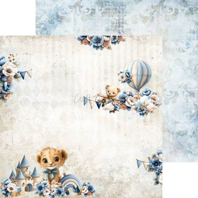 24 feuilles, 20x20cm, collection : Baby boy universe - Craft O Clock, 250g