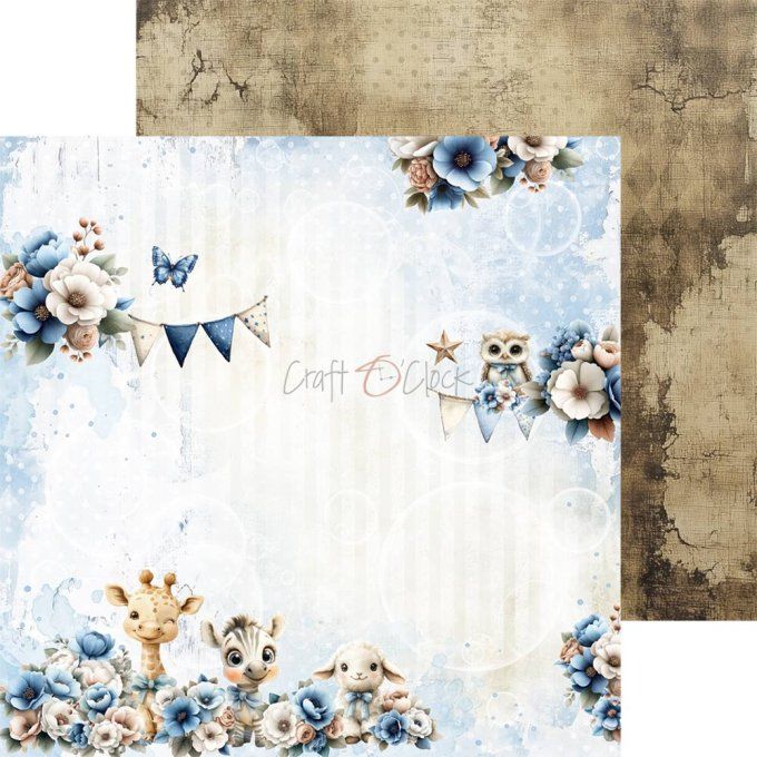 24 feuilles, 20x20cm, collection : Baby boy universe - Craft O Clock, 250g