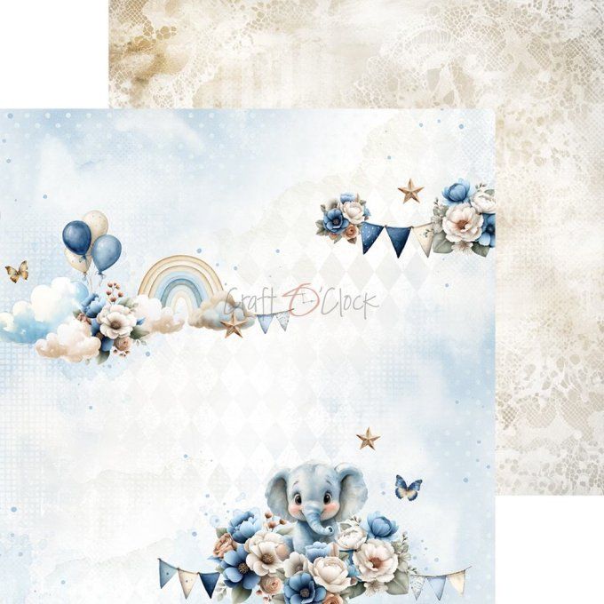 24 feuilles, 20x20cm, collection : Baby boy universe - Craft O Clock, 250g - Mix