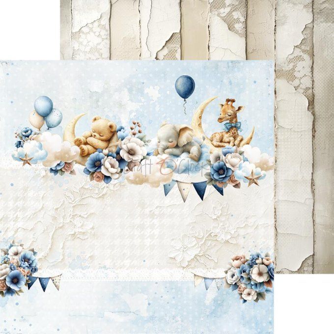 24 feuilles, 20x20cm, collection : Baby boy universe - Craft O Clock, 250g - Mix