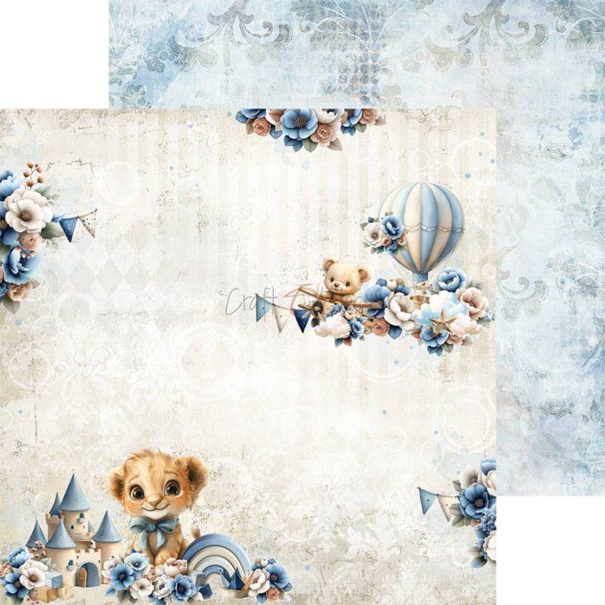 24 feuilles, 15x15cm, collection : Baby boy Universe - Craft O Clock, 250g