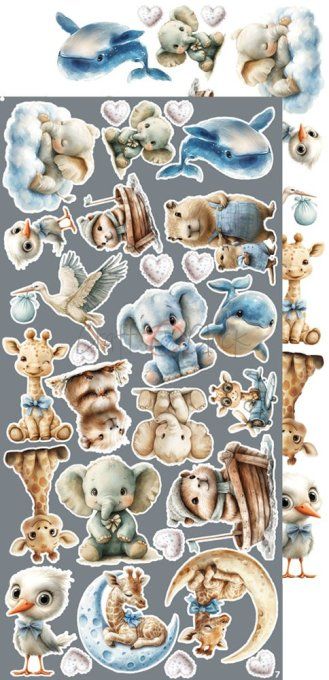 Ensemble de 18 feuilles, 15x30cm, collection : Baby boy universe, Craft O Clock, 250g