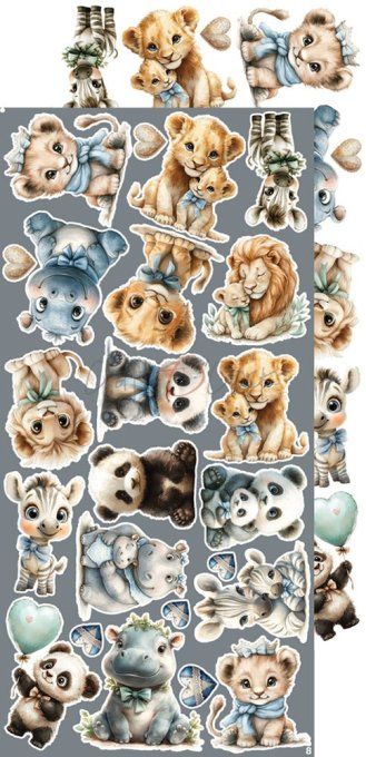 Ensemble de 18 feuilles, 15x30cm, collection : Baby boy universe, Craft O Clock, 250g