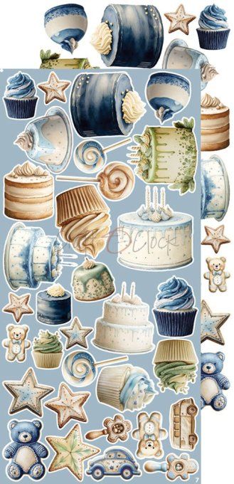 Ensemble de 18 feuilles, 15x30cm, collection : Baby boy universe, Craft O Clock, 250g  