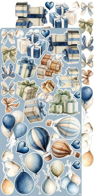 Ensemble de 18 feuilles, 15x30cm, collection : Baby boy universe, Craft O Clock, 250g  