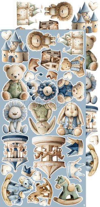 Ensemble de 18 feuilles, 15x30cm, collection : Baby boy universe, Craft O Clock, 250g  - mix