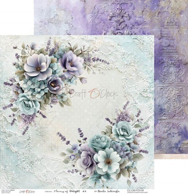 6 feuilles, 30x30cm, collection : Flowers of delight - Craft O Clock, 250g  