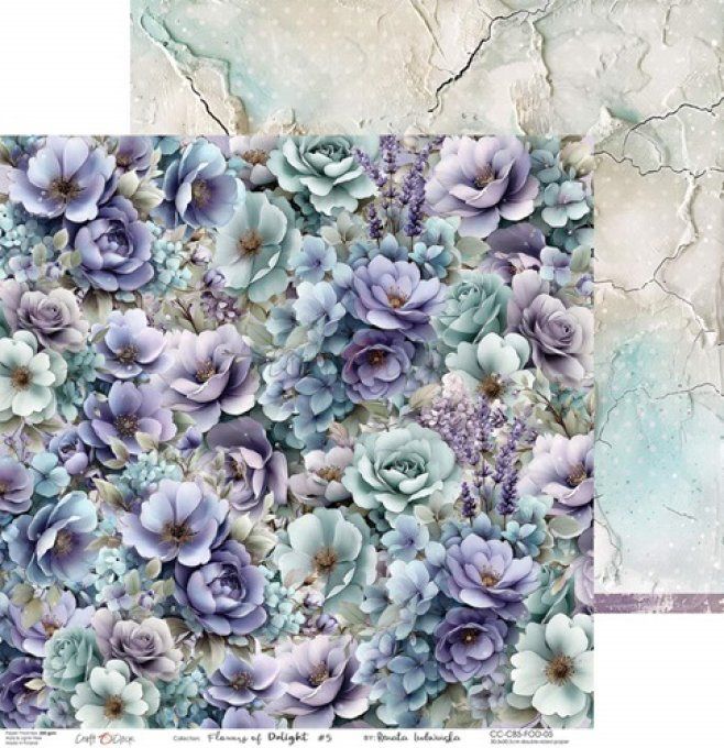 6 feuilles, 30x30cm, collection : Flowers of delight - Craft O Clock, 250g  