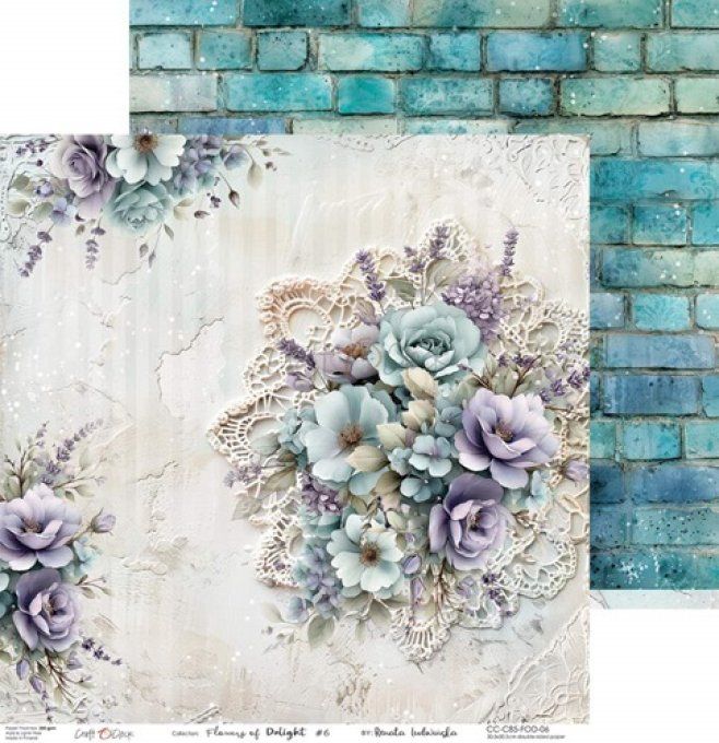 6 feuilles, 30x30cm, collection : Flowers of delight - Craft O Clock, 250g  