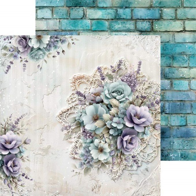 24 feuilles, 20x20cm, collection : Flowers of delight - Craft O Clock, 250g