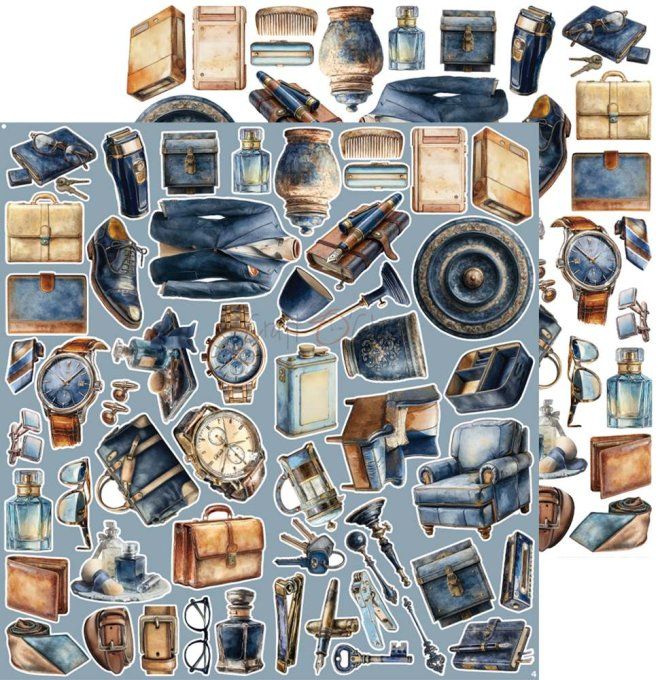 8 feuilles, 30x31cm, collection : Mr and Mrs Elegance - Craft O Clock, 250g - Eléments à découper