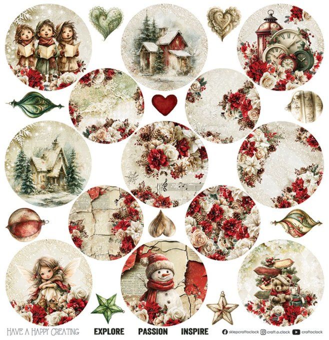 6 feuilles, 30x30cm, collection : Spirit of christmas - Craft O Clock, 250g