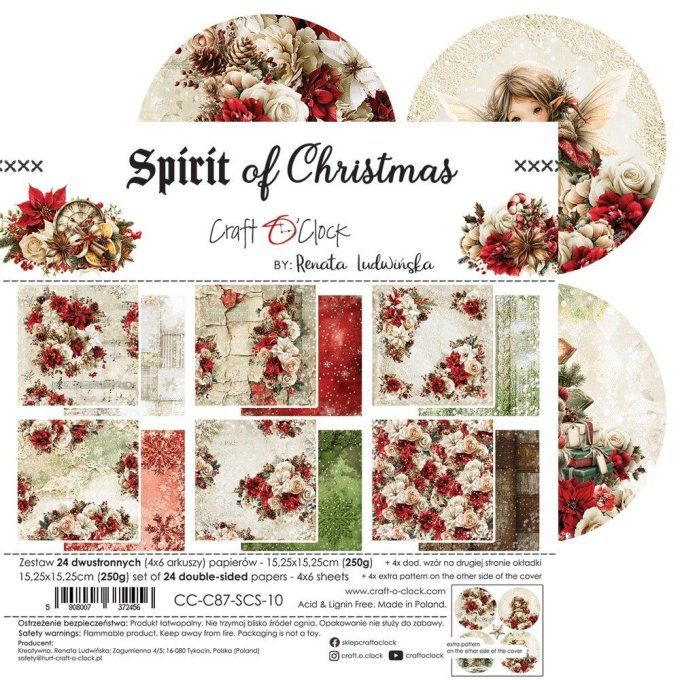 24 feuilles, 15x15cm, collection : Spirit of christmas - Craft O Clock, 250g