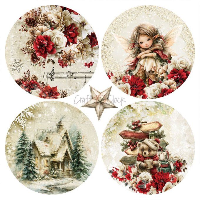 24 feuilles, 15x15cm, collection : Spirit of christmas - Craft O Clock, 250g