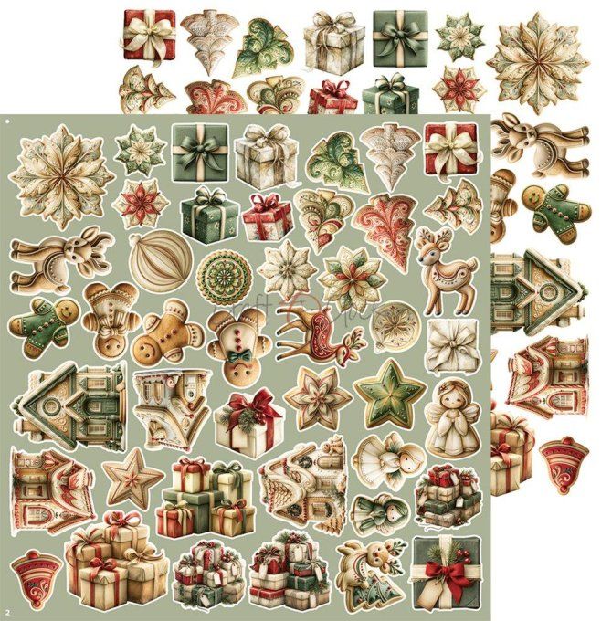 8 feuilles, 30x31cm, collection : Spirit of christmas - Craft O Clock, 250g - Eléments à découper 