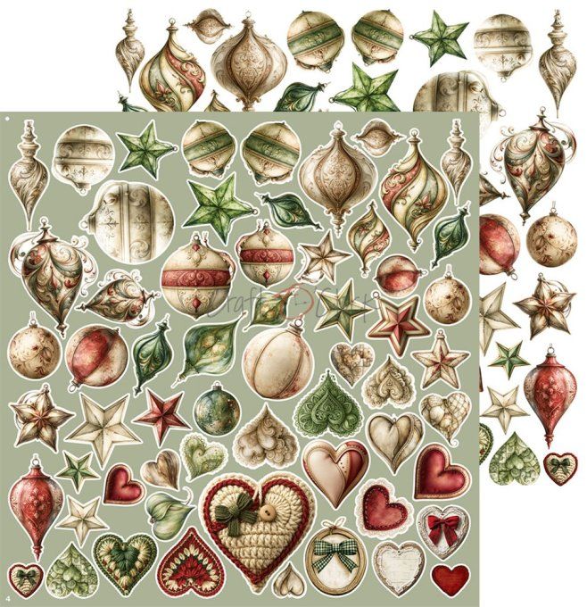 8 feuilles, 30x31cm, collection : Spirit of christmas - Craft O Clock, 250g - Eléments à découper 